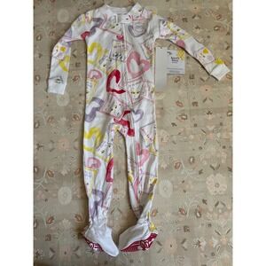 Burt's Bees Baby Valentine Hearts Organic Cotton Zip Front Footed Sleeper 18M